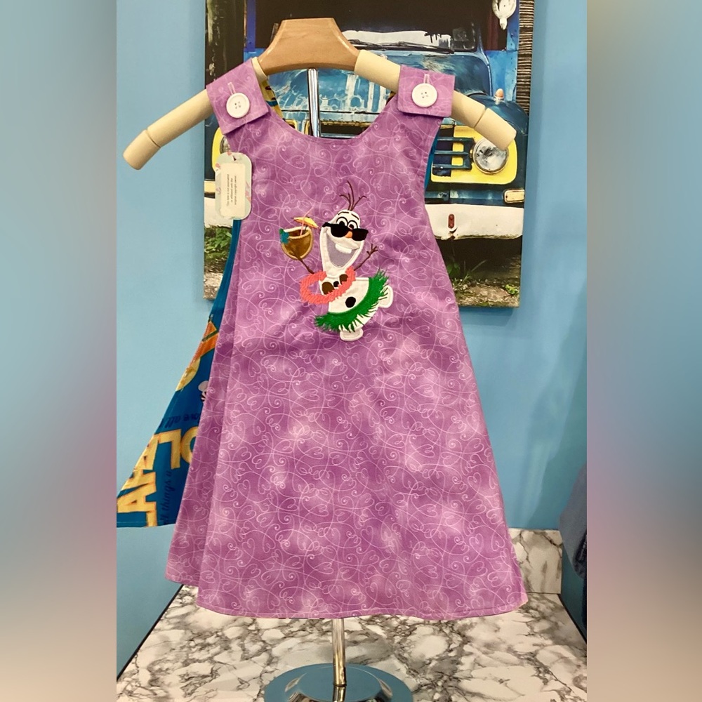 Handmade with Love. Frozen Reversible, 2 and 4 year round, grow with me dress ❤️